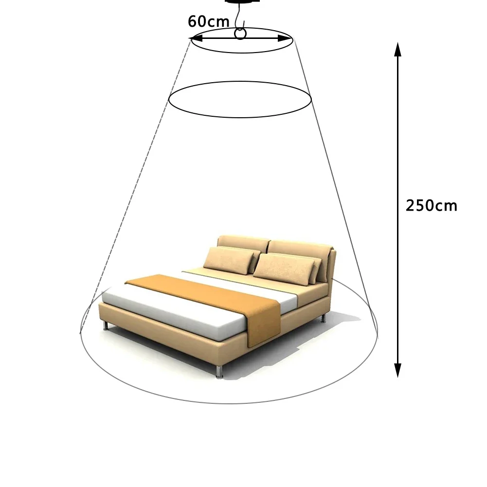 Mosquitera de malla con cúpula grande instalada en habitación