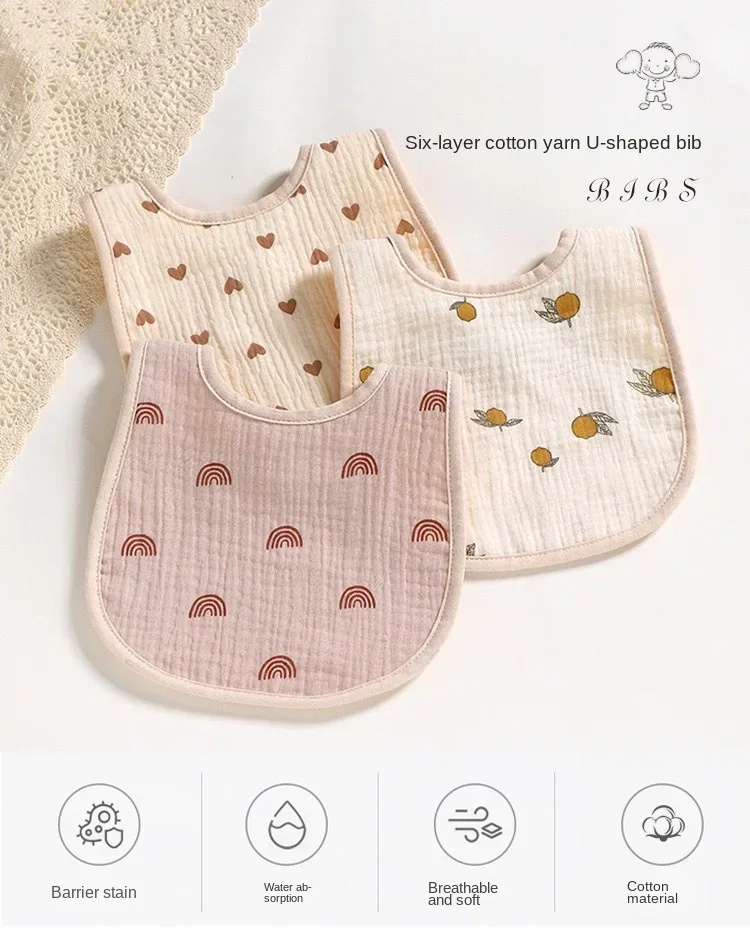 Babero de gasa para bebé de seis capas