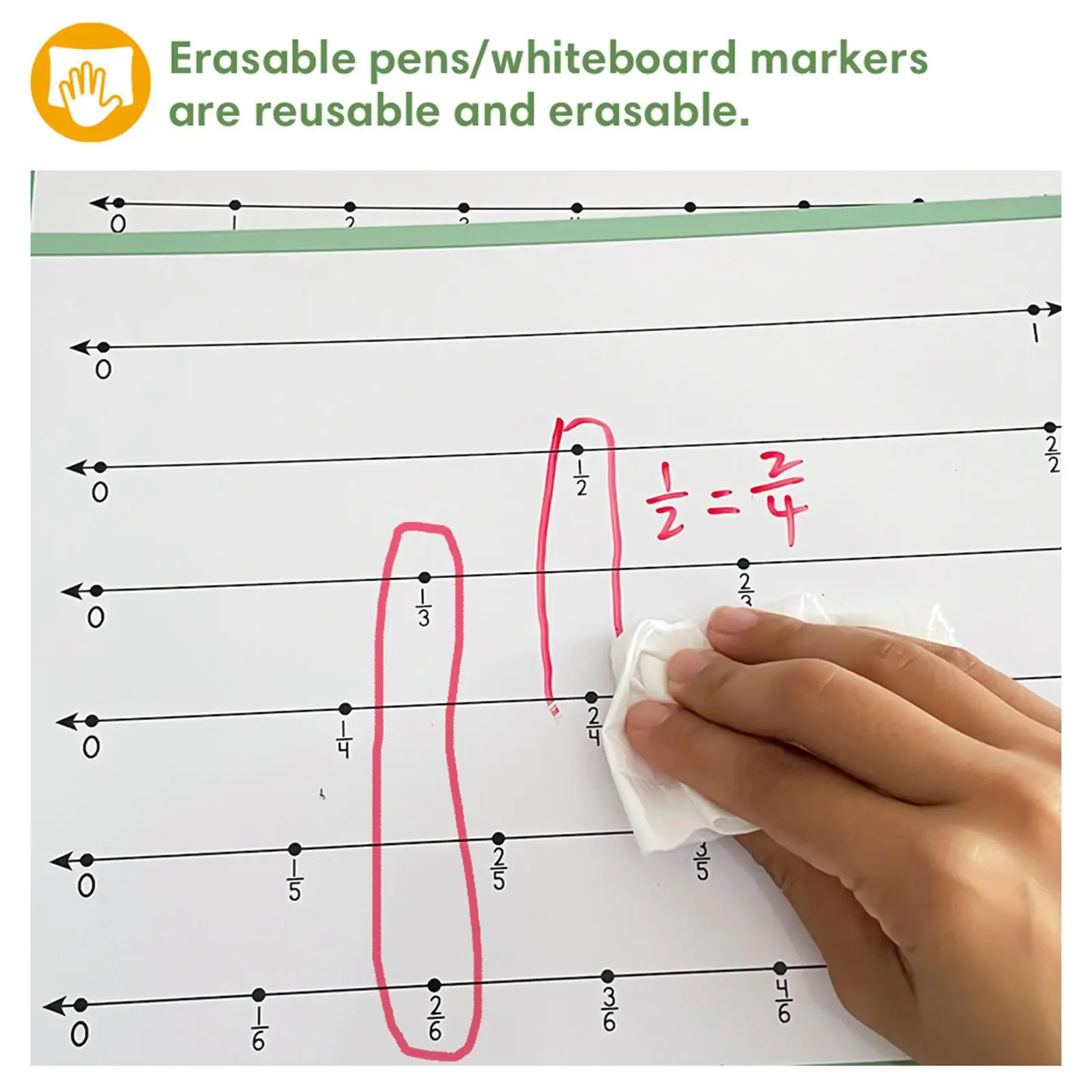 Tablero de fracciones doble cara para aprendizaje en seco - imagen 4