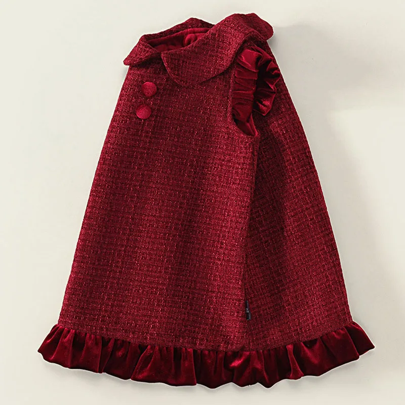 Vestido de Navidad para niña rojo cálido de punto de invierno - imagen 3