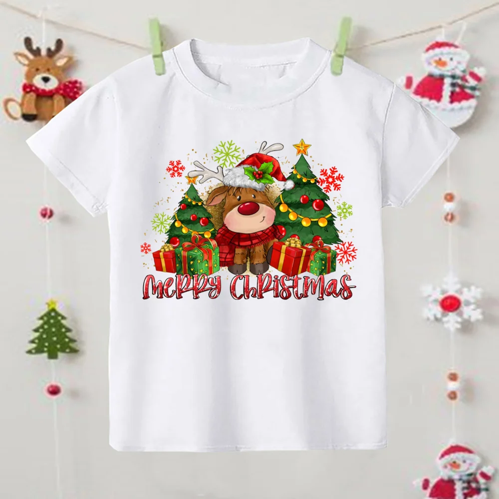 Camiseta navideña con estampado de ciervo para niños - imagen 2