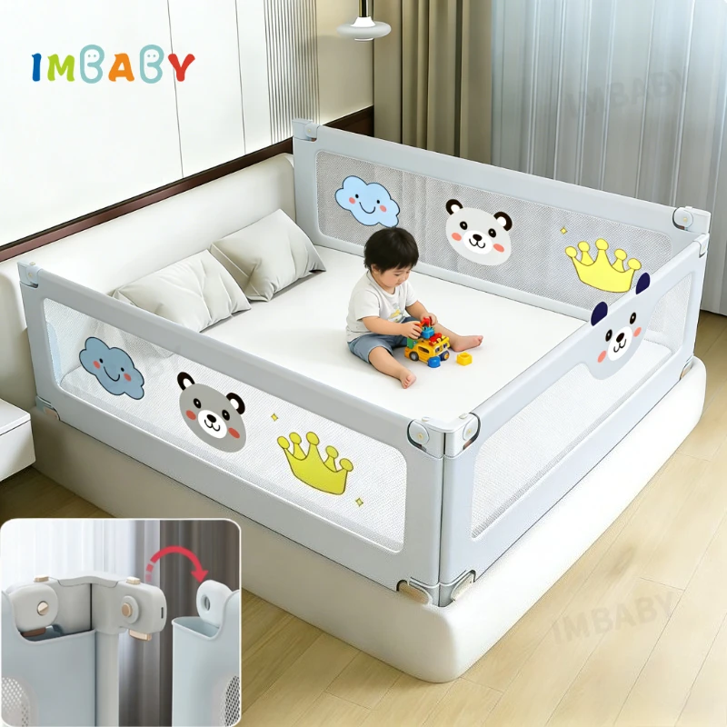 IMBABY Barandilla para cama de bebé plegable seguridad sin taladro