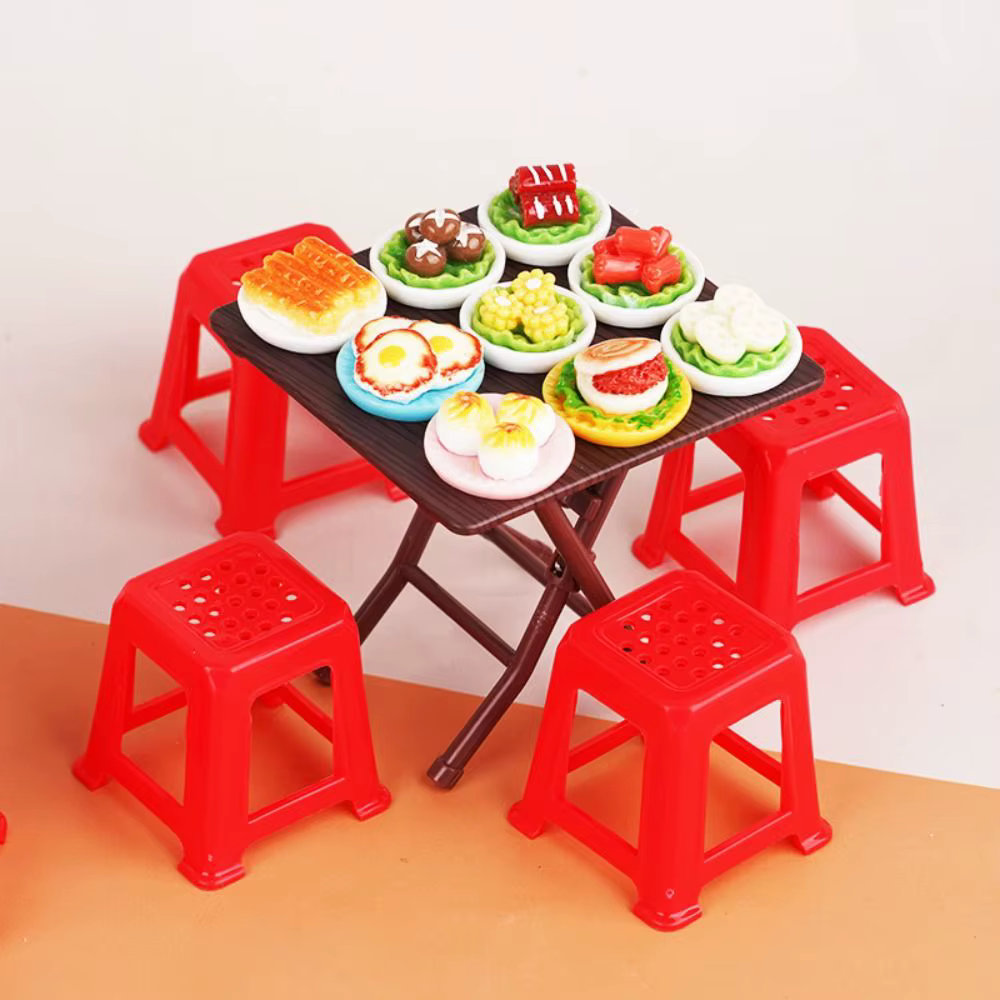 Mesa plegable para casa de muñecas miniatura comedor de plástico - imagen 3
