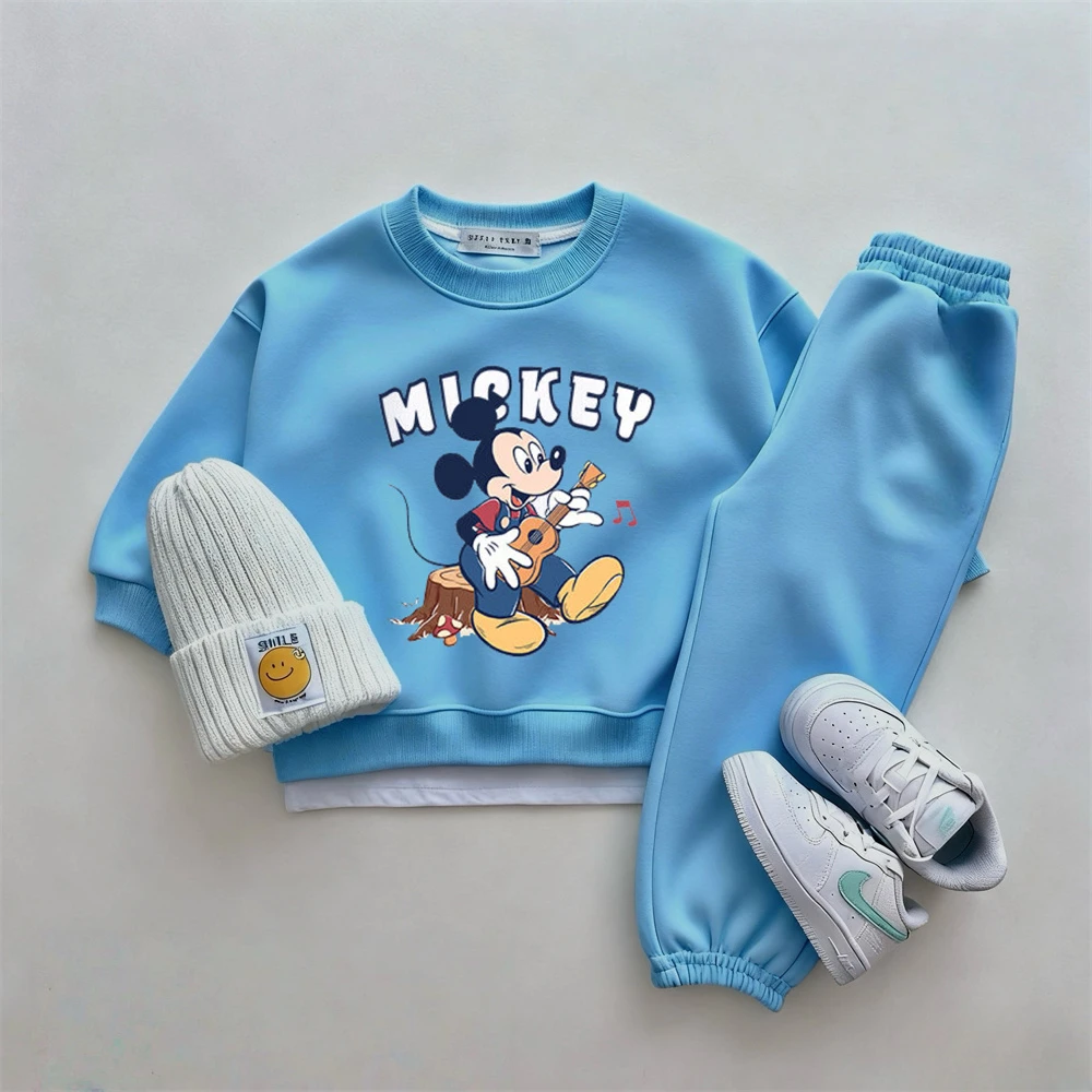 Conjunto bebé azul sudadera con dibujos y pantalón suelto - imagen 3