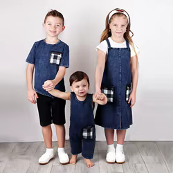 Camiseta infantil de mezclilla azul con cremallera manga corta verano