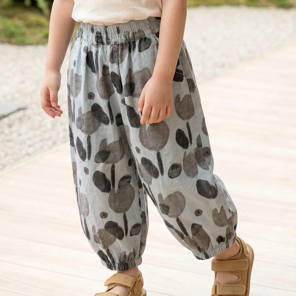 Pantalones antimosquitos de lino y algodón con estampado floral - imagen 3