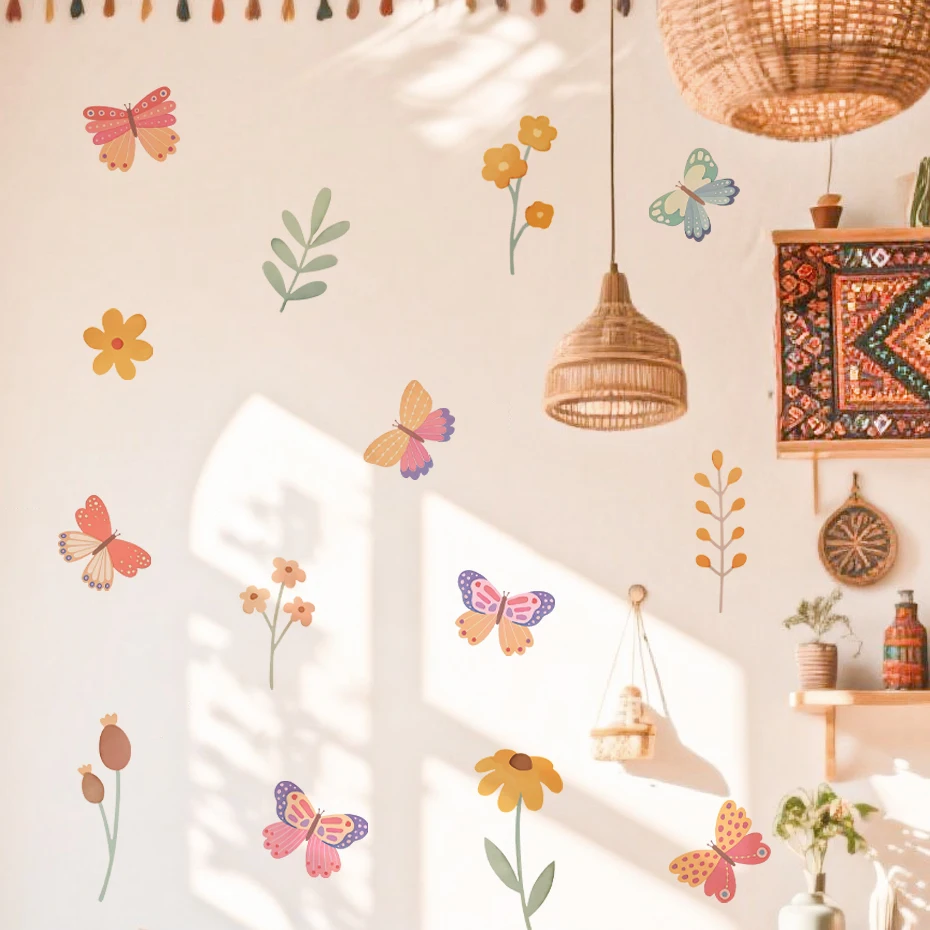 Pegatinas pared de mariposas y flores para dormitorio infantil - imagen 5