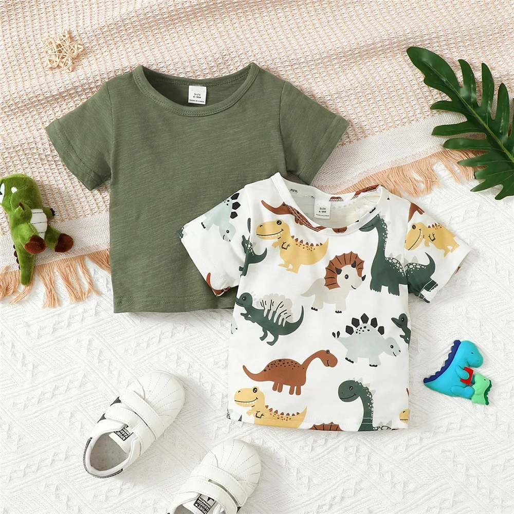 Camiseta bebé manga corta verano – Algodón suave con dinosaurio - imagen 3