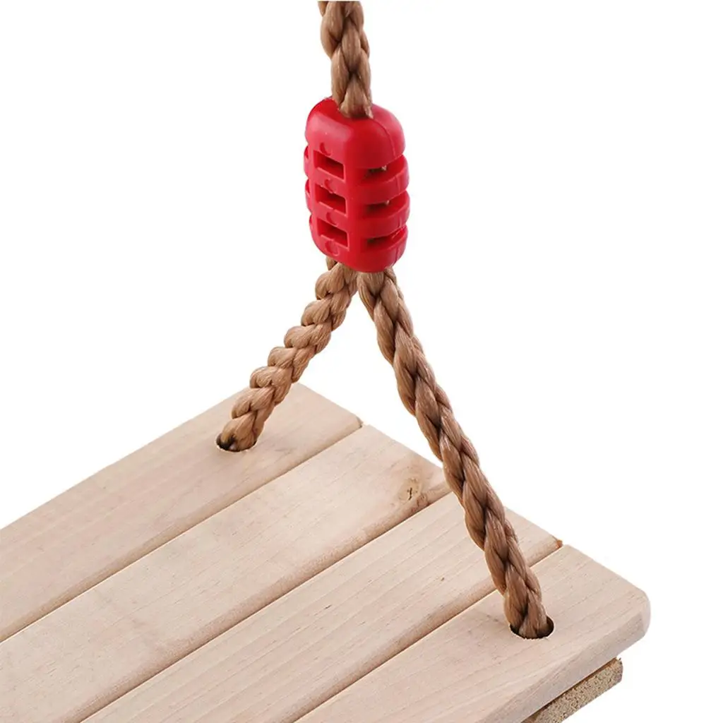 Columpio de madera exterior con asiento plano ajustable y cuerda - imagen 5