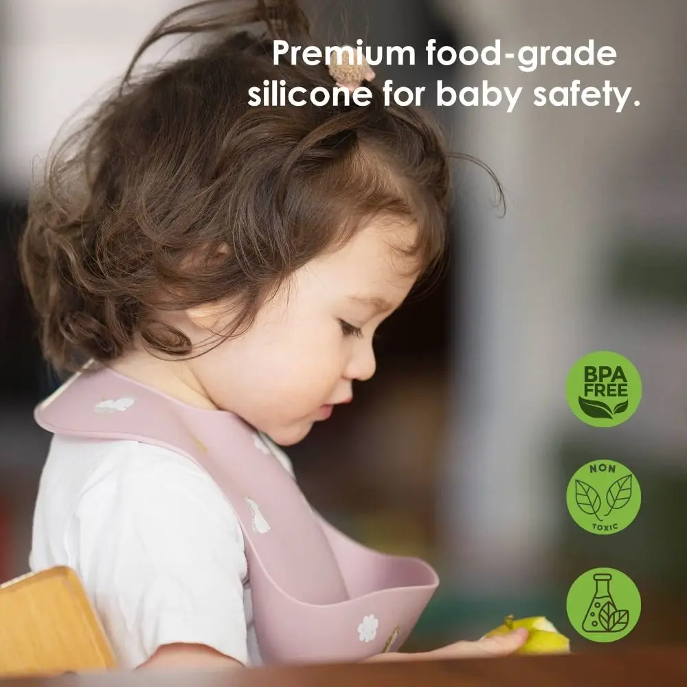 Baberos de silicona con recogedor para comida impermeables ajustables - imagen 2