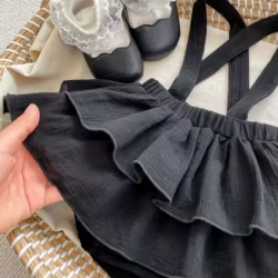Traje de princesa bebé niña camisa cuello Peter Pan falda encaje