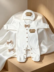 Conjunto de bebé con pelele manga larga y corona de regalo