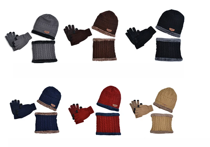 Niño con gorro de punto infantil y calentador de cuello