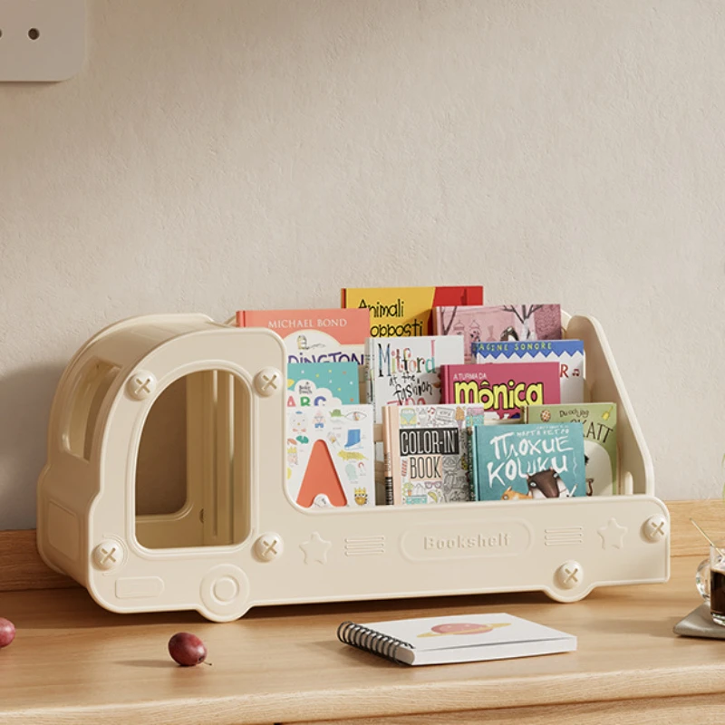 Estantería giratoria infantil con forma de coche – Compartimentos para juguetes y libros