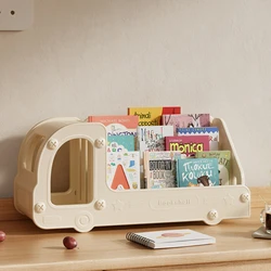 Estantería giratoria infantil con forma de coche – Compartimentos para juguetes y libros