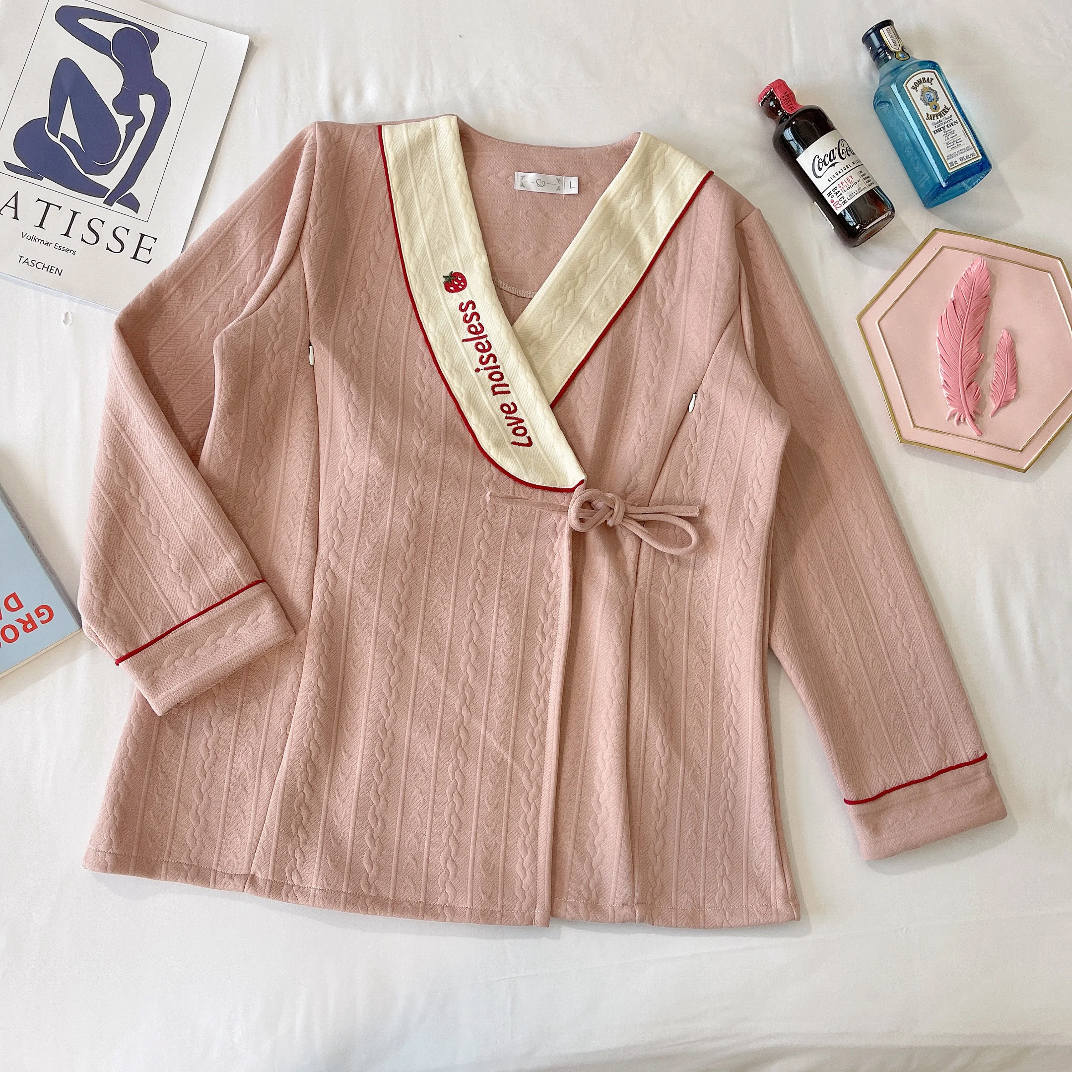 Pijama premamá y lactancia acolchado de algodón cálido para invierno - imagen 4