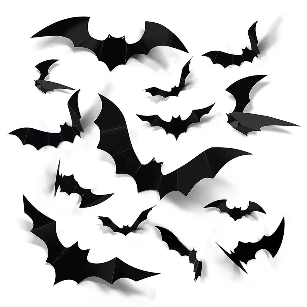 Decoración murciélagos Halloween 3D PVC negros adhesivos para pared - imagen 2