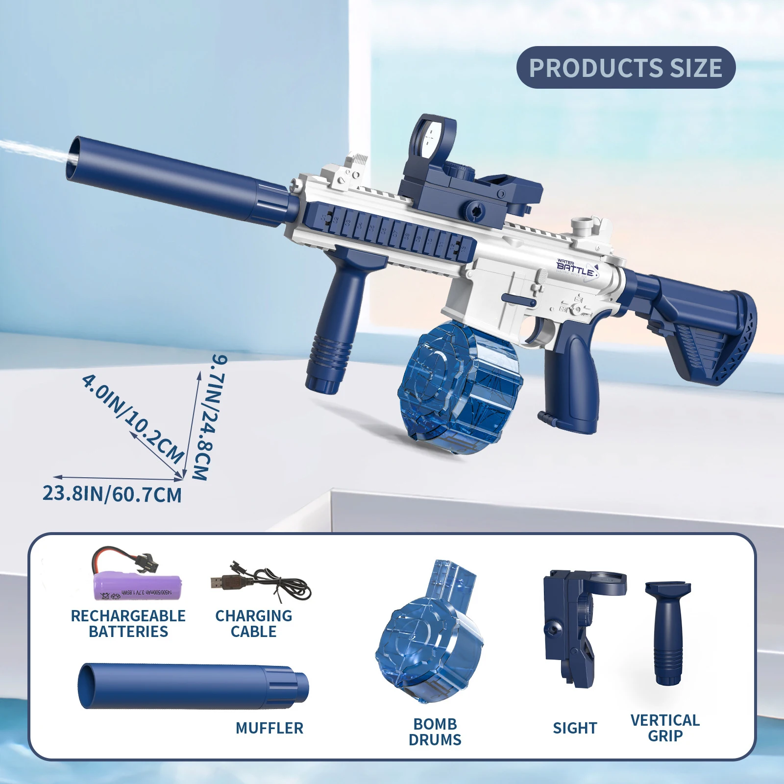 Pistola de agua M416 automática para batallas en la playa - imagen 5