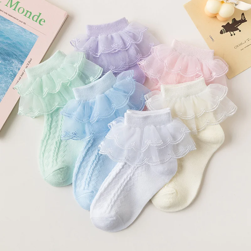 Calcetines de encaje para niña en algodón suave primavera verano - imagen 3