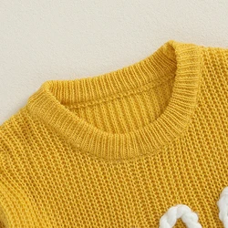 VISgogo suéter de punto cálido para bebé bordado con letras suaves