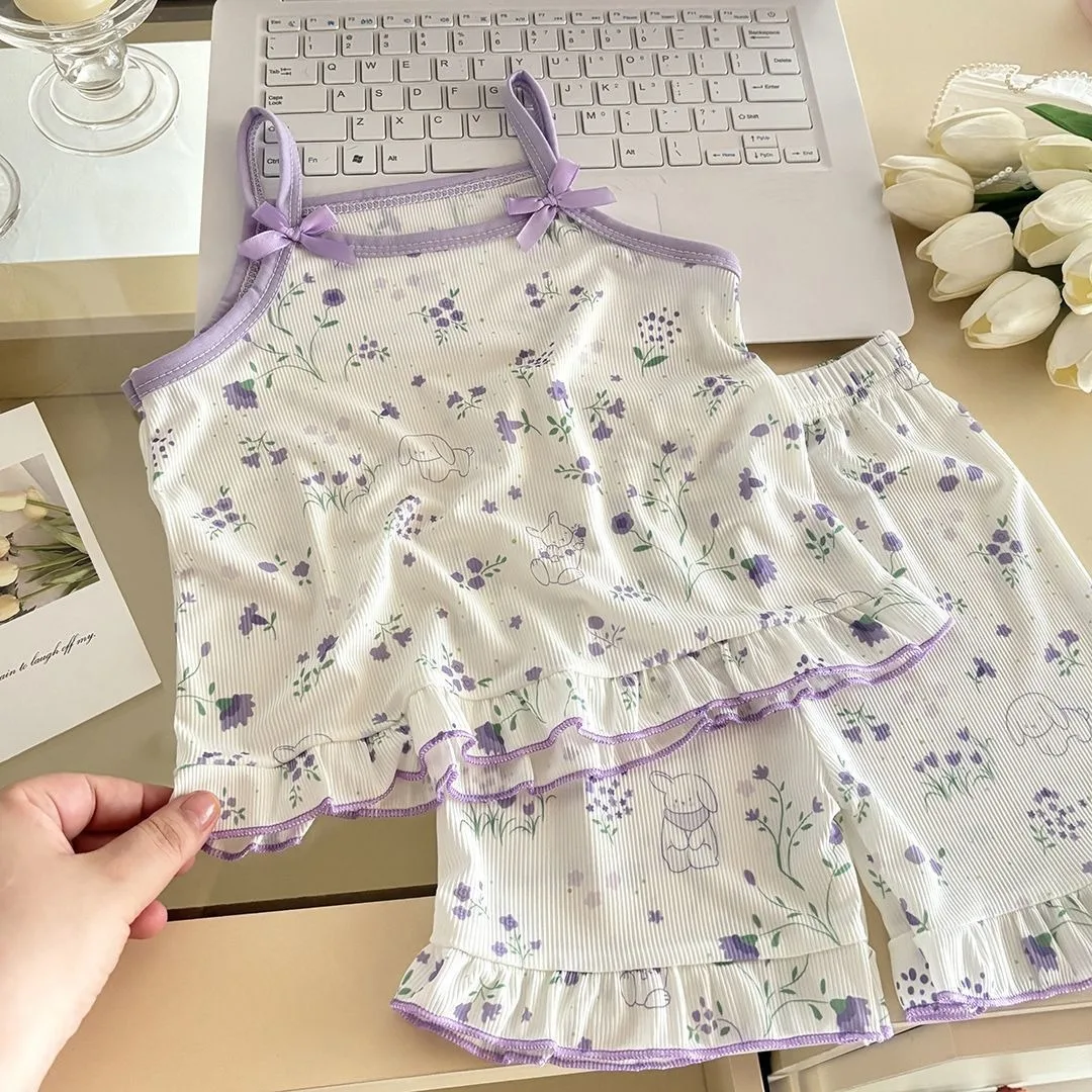 Conjunto verano niña Somenie: vestido con tirantes y pantalón corto