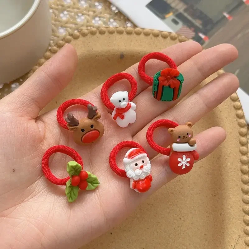 Tocado de Navidad infantil con lazo rojo y banda elástica - imagen 5