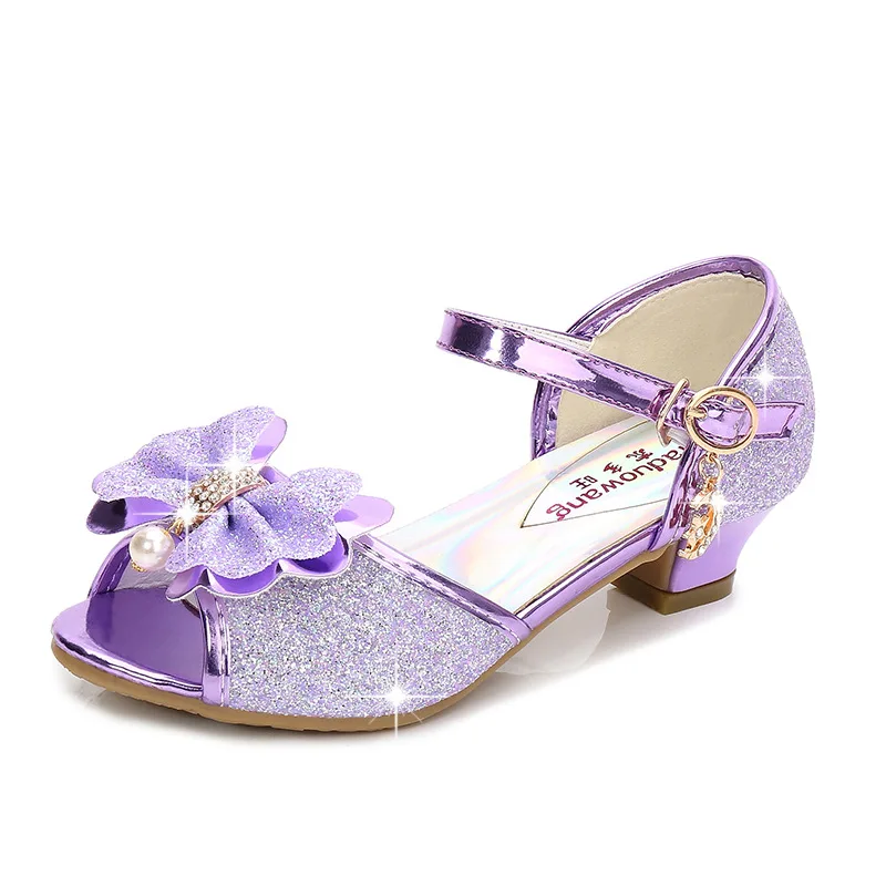 Sandalias de fiesta con lentejuelas, tacón alto y pedrería para niña - imagen 2