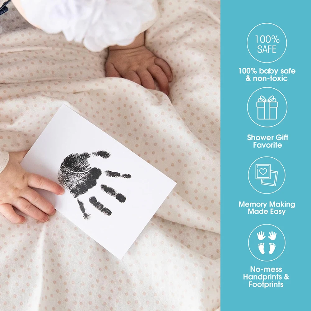 Almohadillas de tinta para huella de bebé – Kit no tóxicas lavables - imagen 5