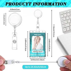 Portatarjetas de identificación con carrete retráctil transparente