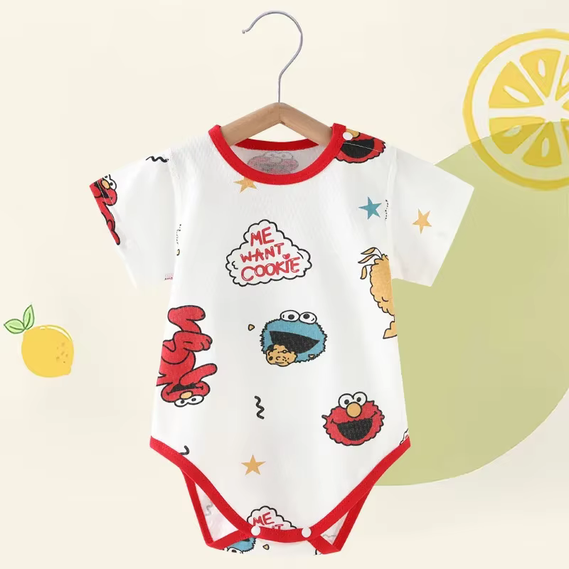 Mono triangular de algodón para gatear manga corta verano