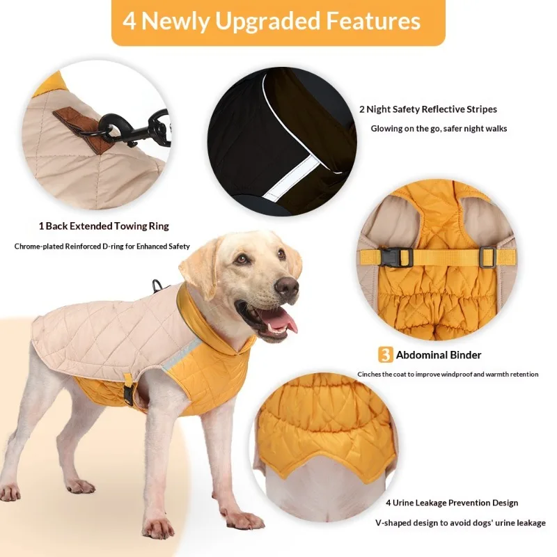 Abrigo de invierno para perros reflectante de algodón grueso - imagen 5