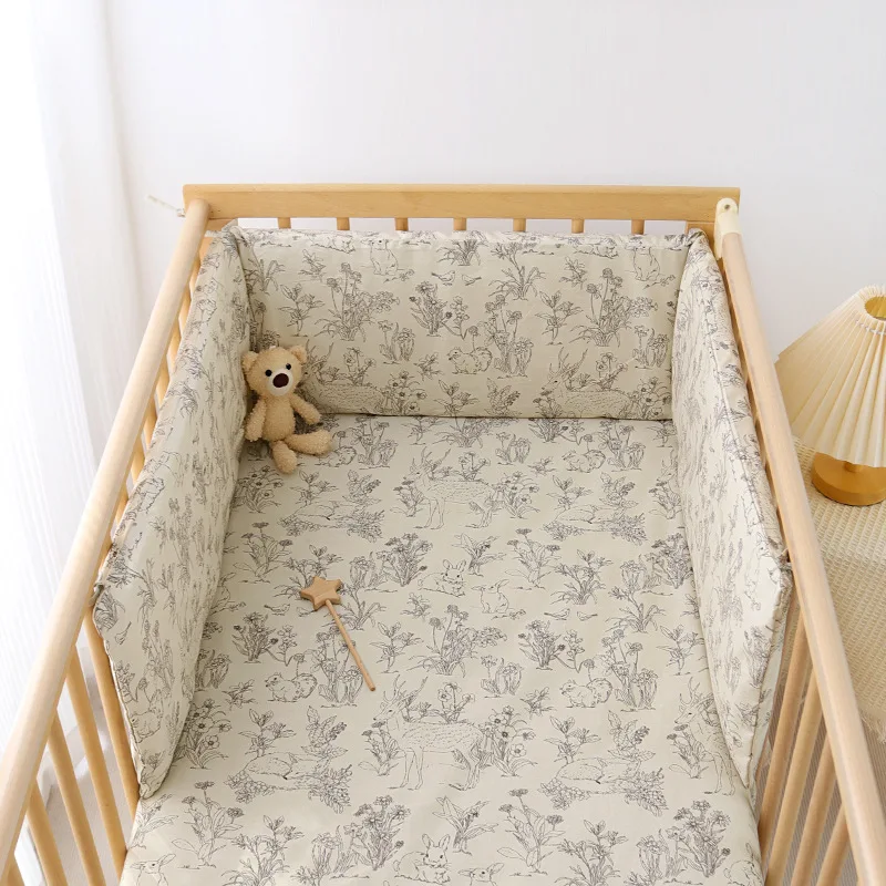 Parachoques de cuna de algodón suave – 180 cm con cremallera desmontable