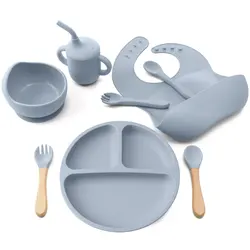 Set vajilla bebé silicona sin BPA - 8 piezas imprescindibles para comer