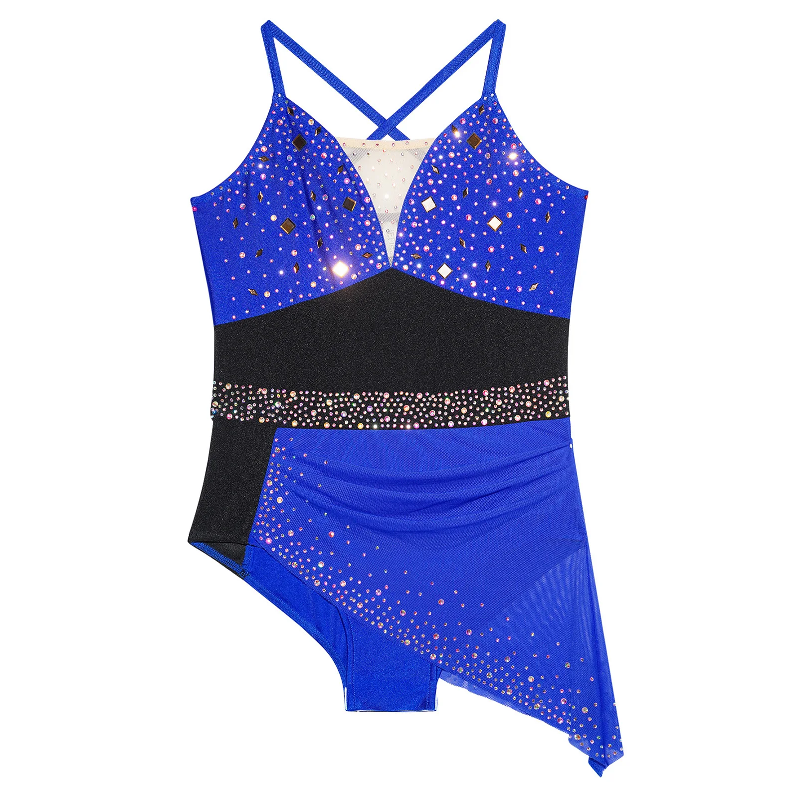 Vestido patinaje artístico con tirantes finos y pedrería - imagen 2