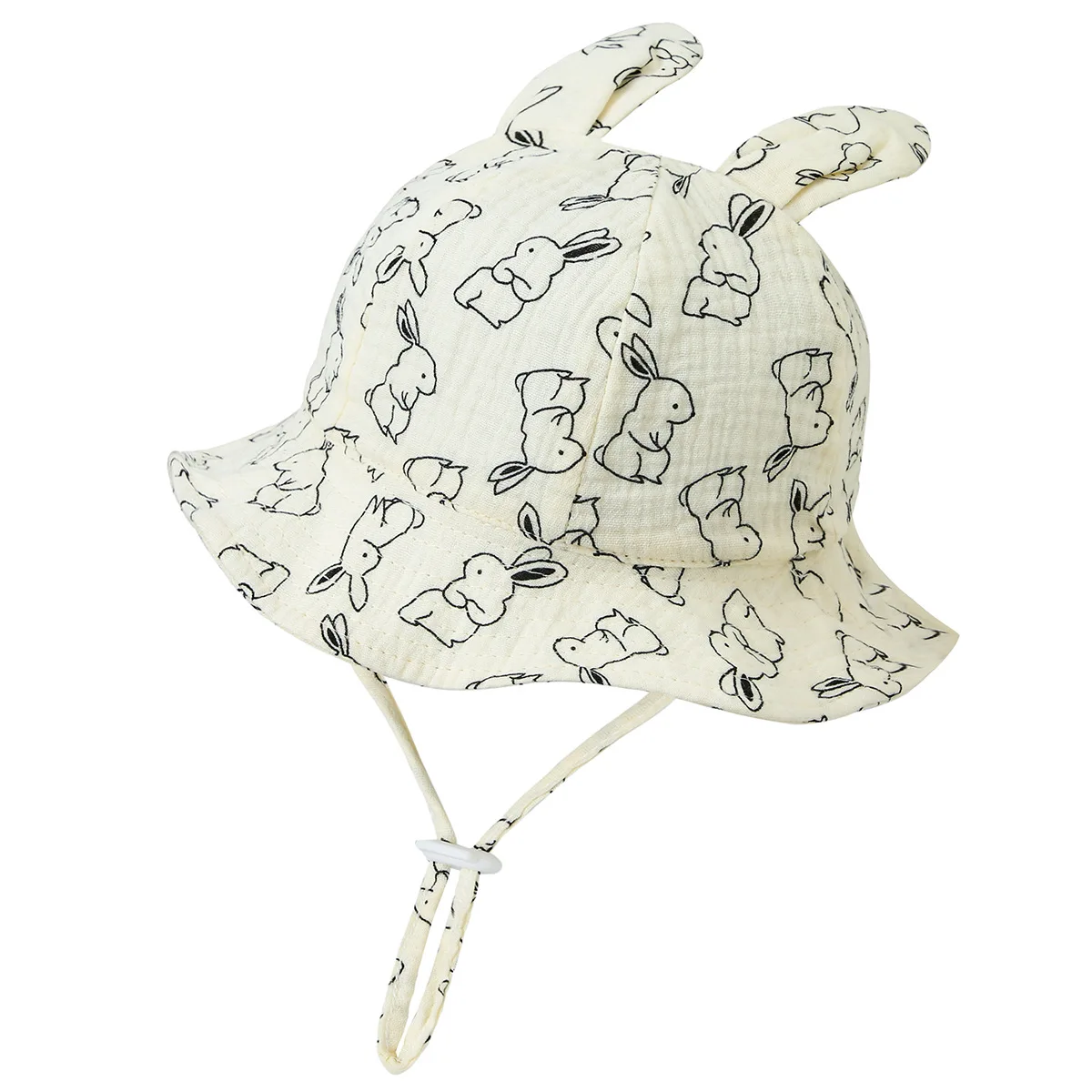 Sombrero bebé algodón con orejas de conejo y protección solar - imagen 2