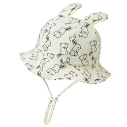 Sombrero bebé algodón con orejas de conejo y protección solar