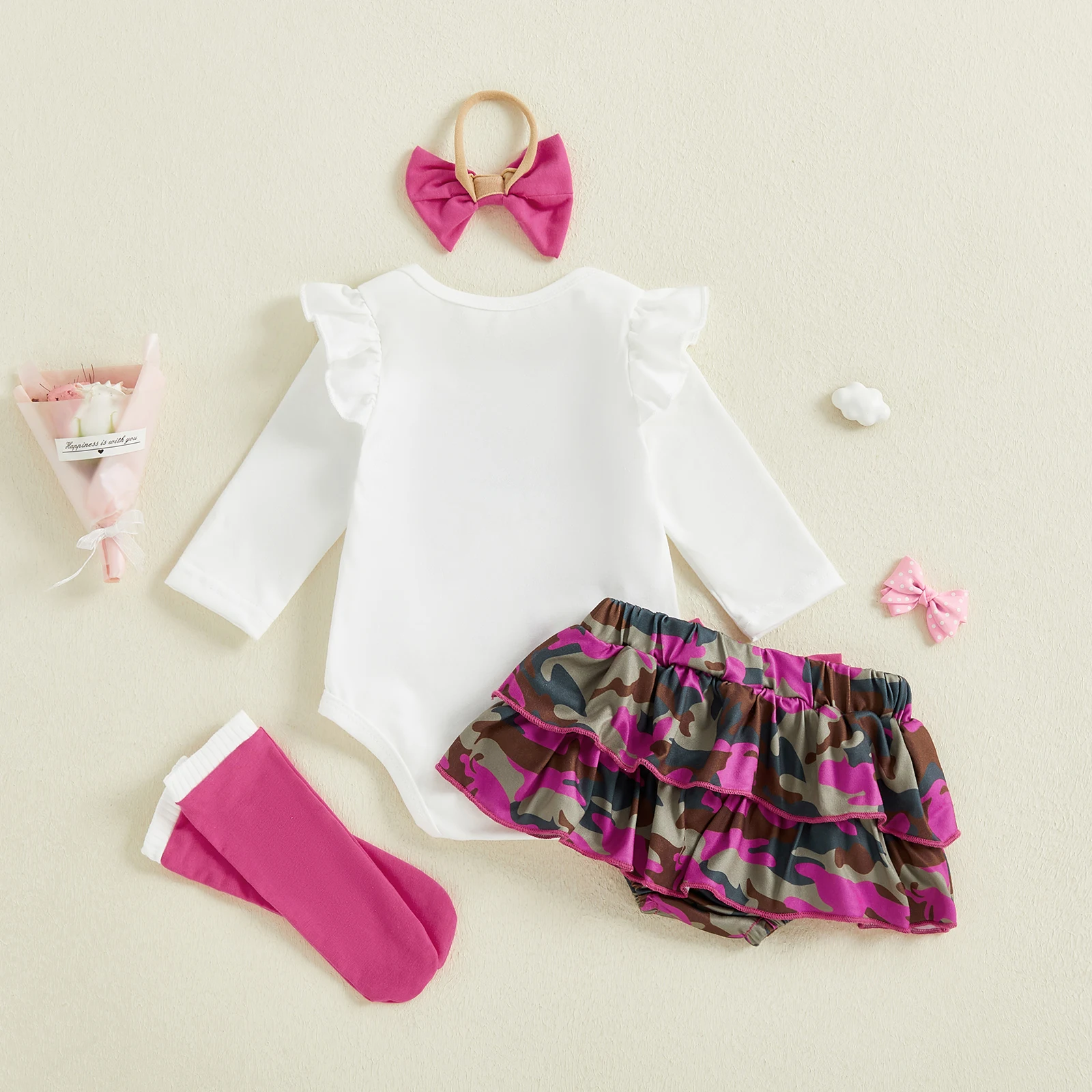 Tregren traje de Navidad mameluco manga larga con diadema y calcetines - imagen 2