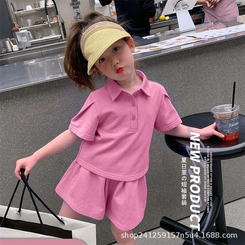 Conjunto bebé niña con camiseta de solapa y pantalón casual - imagen 3