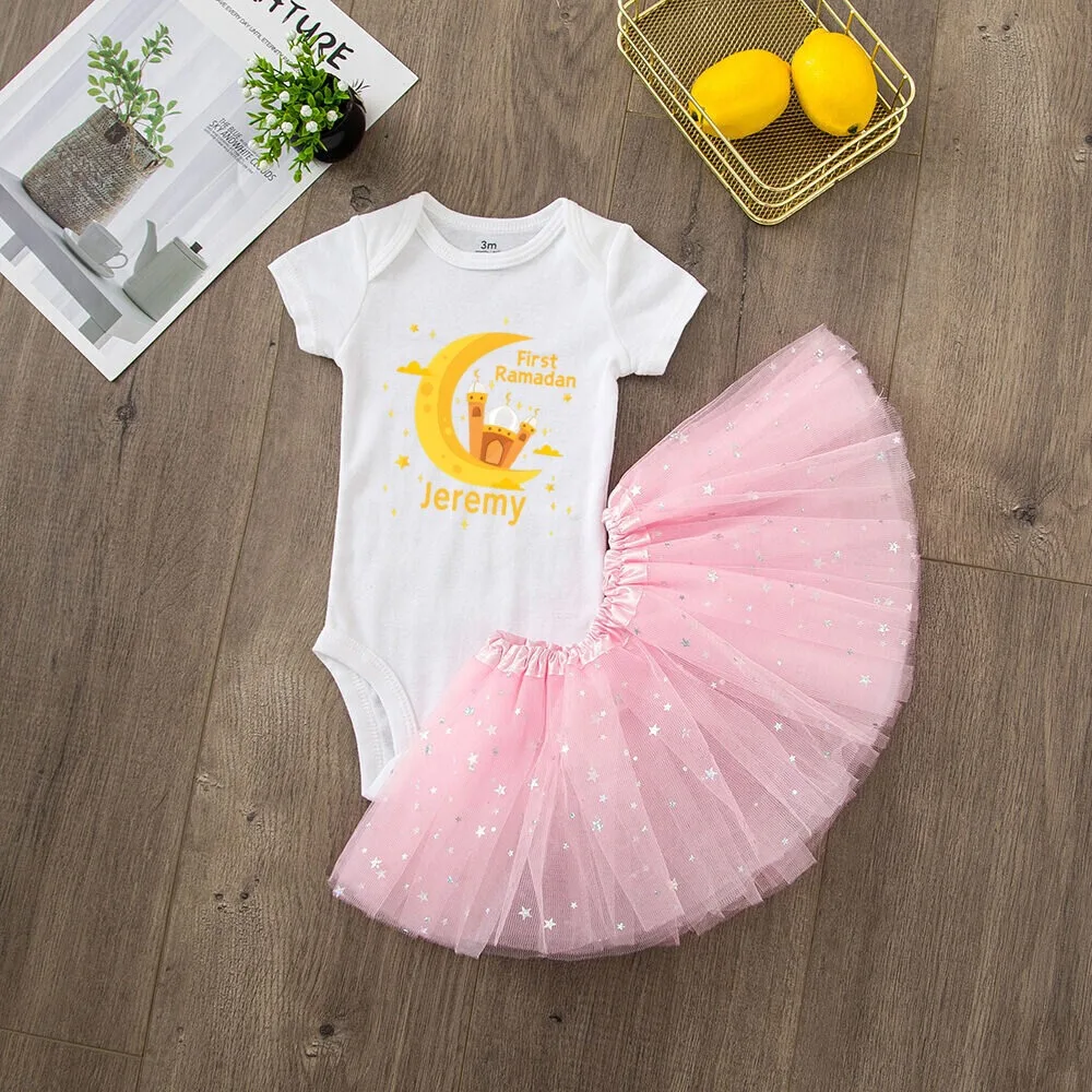Conjunto primer Ramadán niña con vestido tutú y mameluco recién nacido - imagen 3