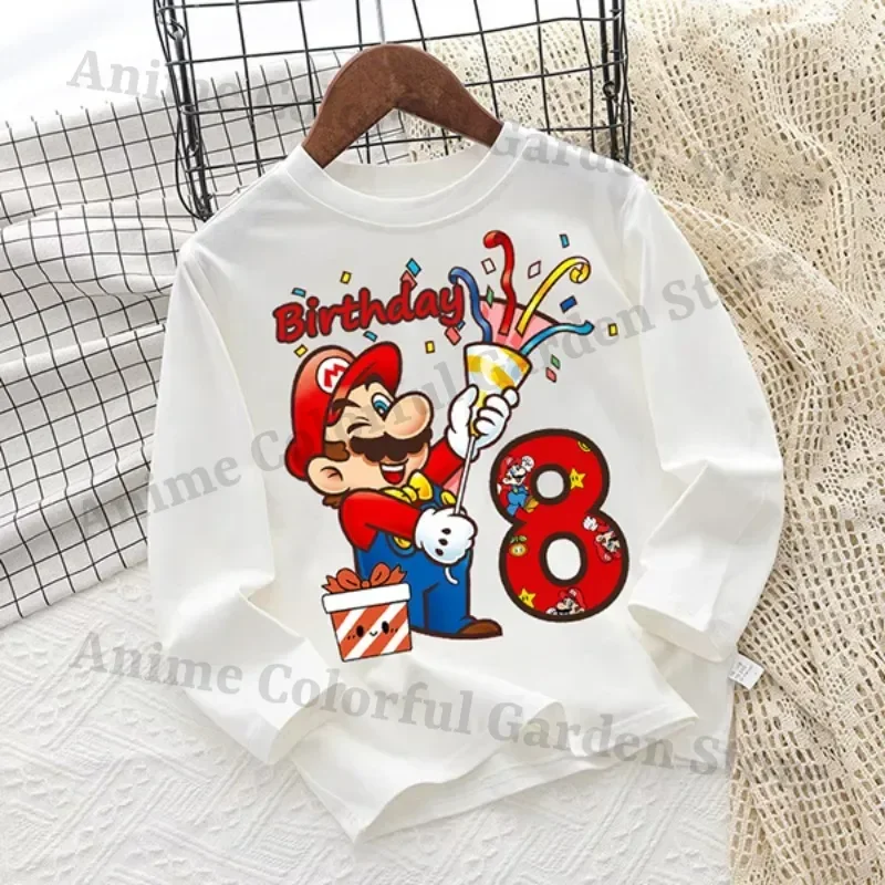 Camiseta infantil con estilo Super Mario Bros y diseño de cumpleaños