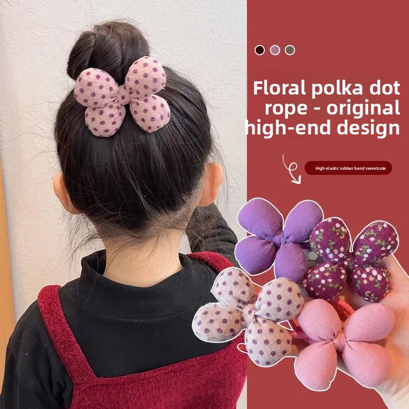 Lazos para el cabello acolchados de flores con goma elástica - imagen 2