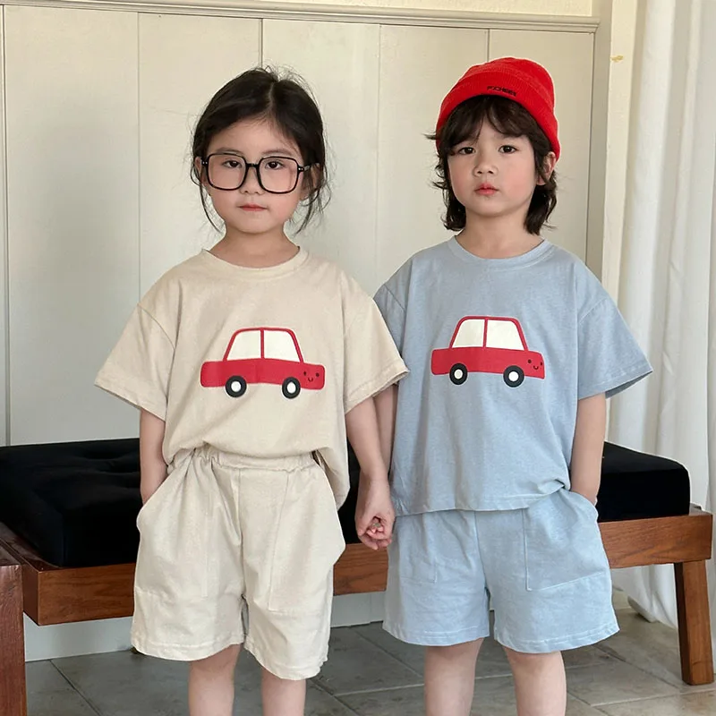 MILANCEL conjunto verano niño camiseta coche y pantalones cortos