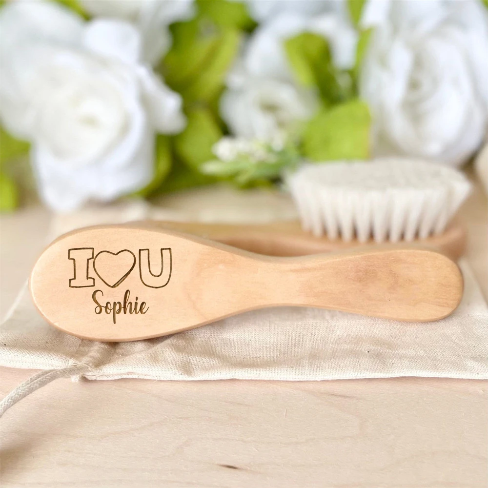 Cepillo de madera para bebé con nombre personalizado – Regalo bautismo - imagen 5