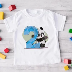 Camiseta panda de cuello redondo unisex para niños – manga corta