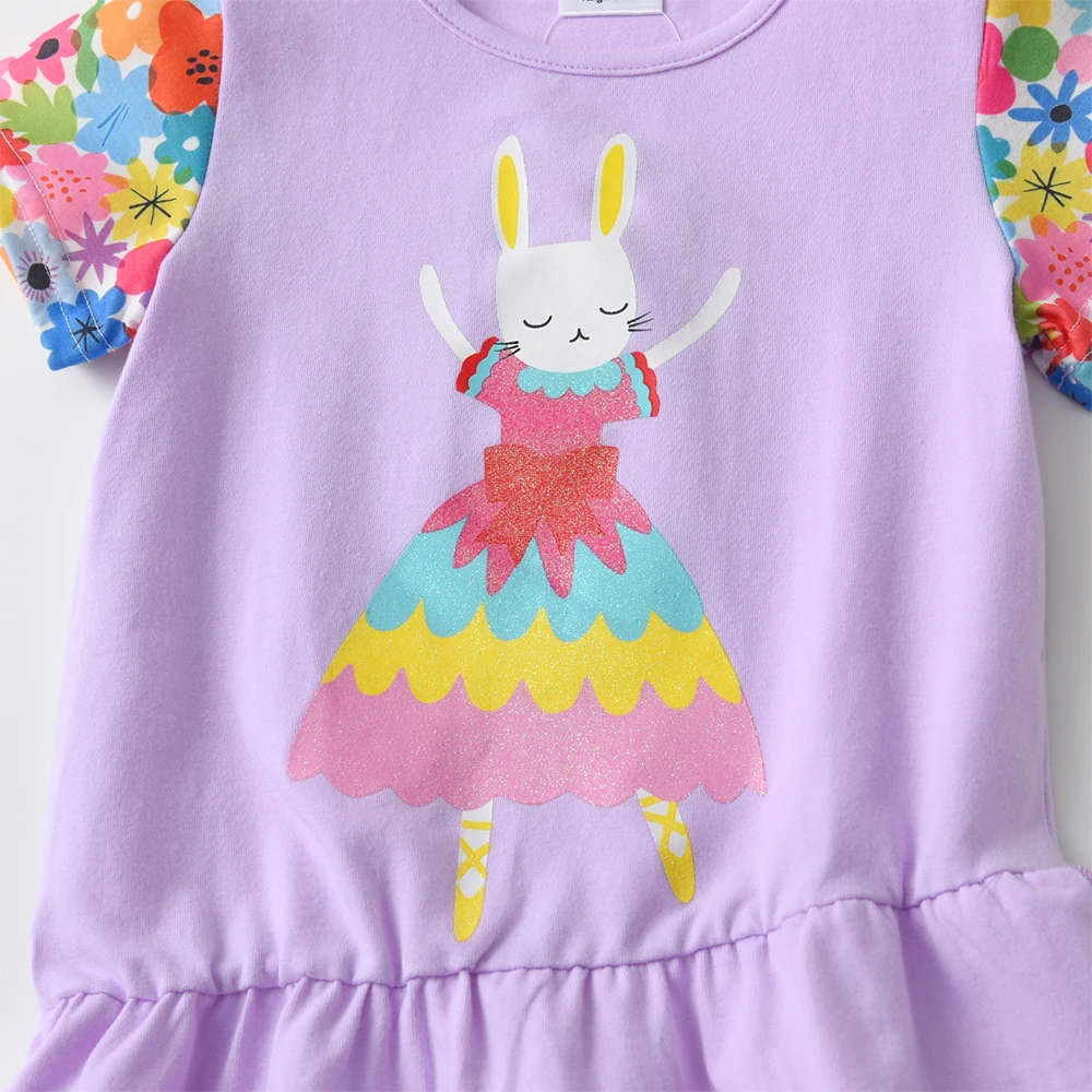 DXTON Conjunto de verano para niña algodón floral conejo - imagen 5