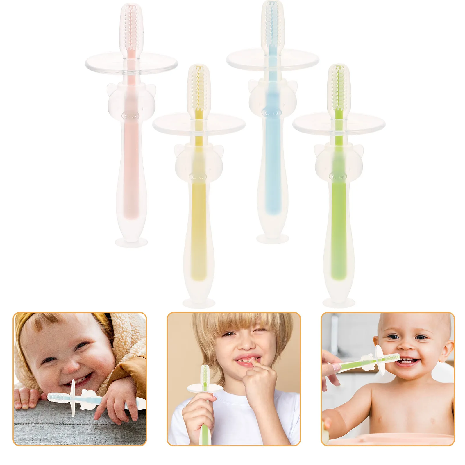 Cepillo de dientes silicona para bebés entrenamiento con base succión - imagen 5