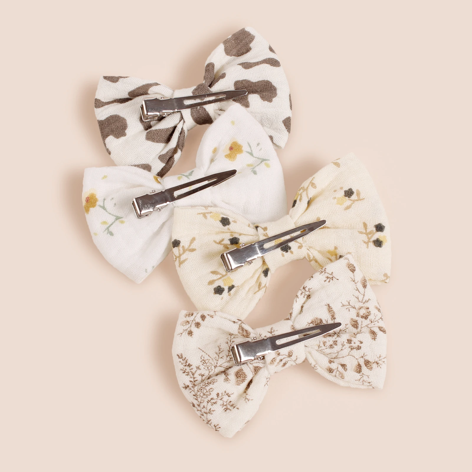 Pinzas lazo de algodón estampadas para el pelo de niña