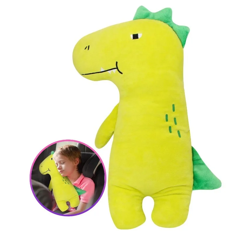 Protector cervical de dinosaurio azul para cinturón de seguridad