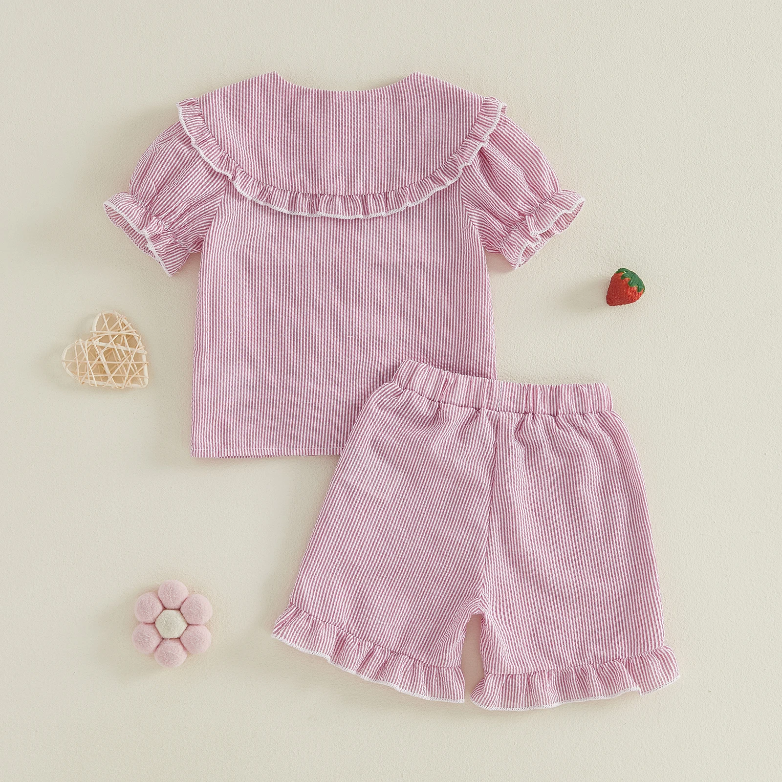 Conjunto de pijama de fresa para recién nacida – cuello de muñeca - imagen 2
