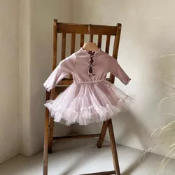 Vestido de malla con lazo para niña MILANCEL – Primavera